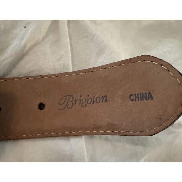 Vintage Brighton Leather Belt Charms Embellished Black Silvertone Links 90s - Picture 9 of 9